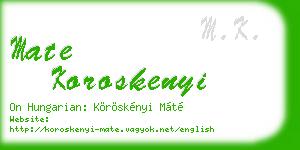 mate koroskenyi business card