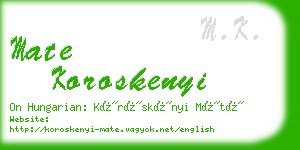 mate koroskenyi business card